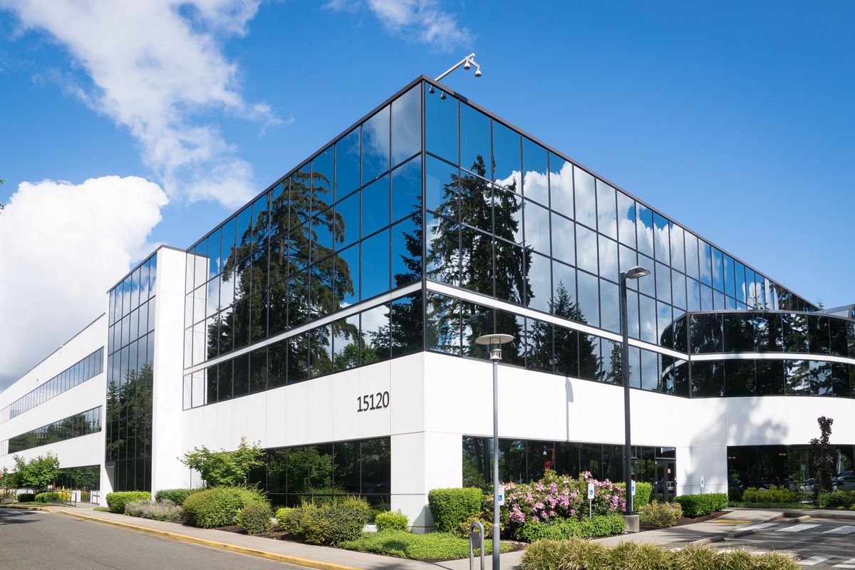 Class A commercial office building with glass facade